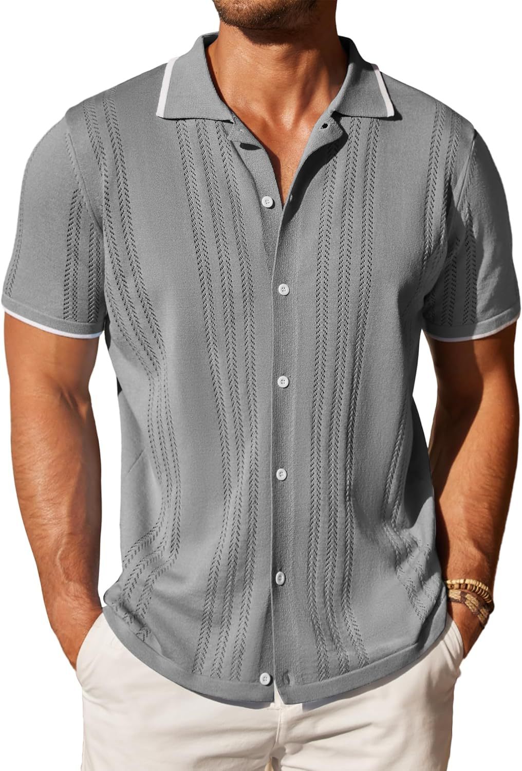 Chemise à manches courtes pour hommes avec motif texturé Chic und Stil