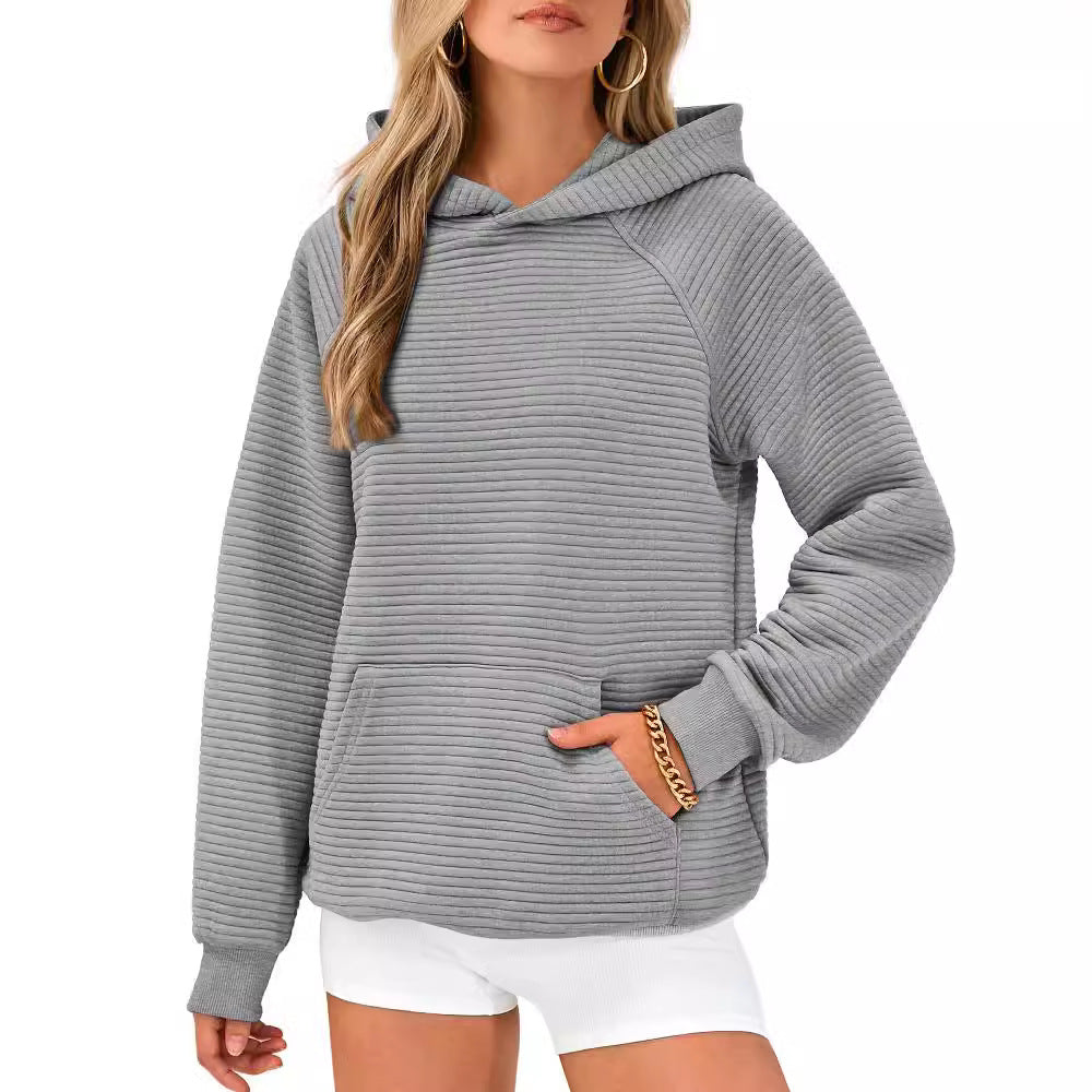 Pull en nid d'abeille douillet pour femmes avec capuche et poche kangourou Chic und Stil