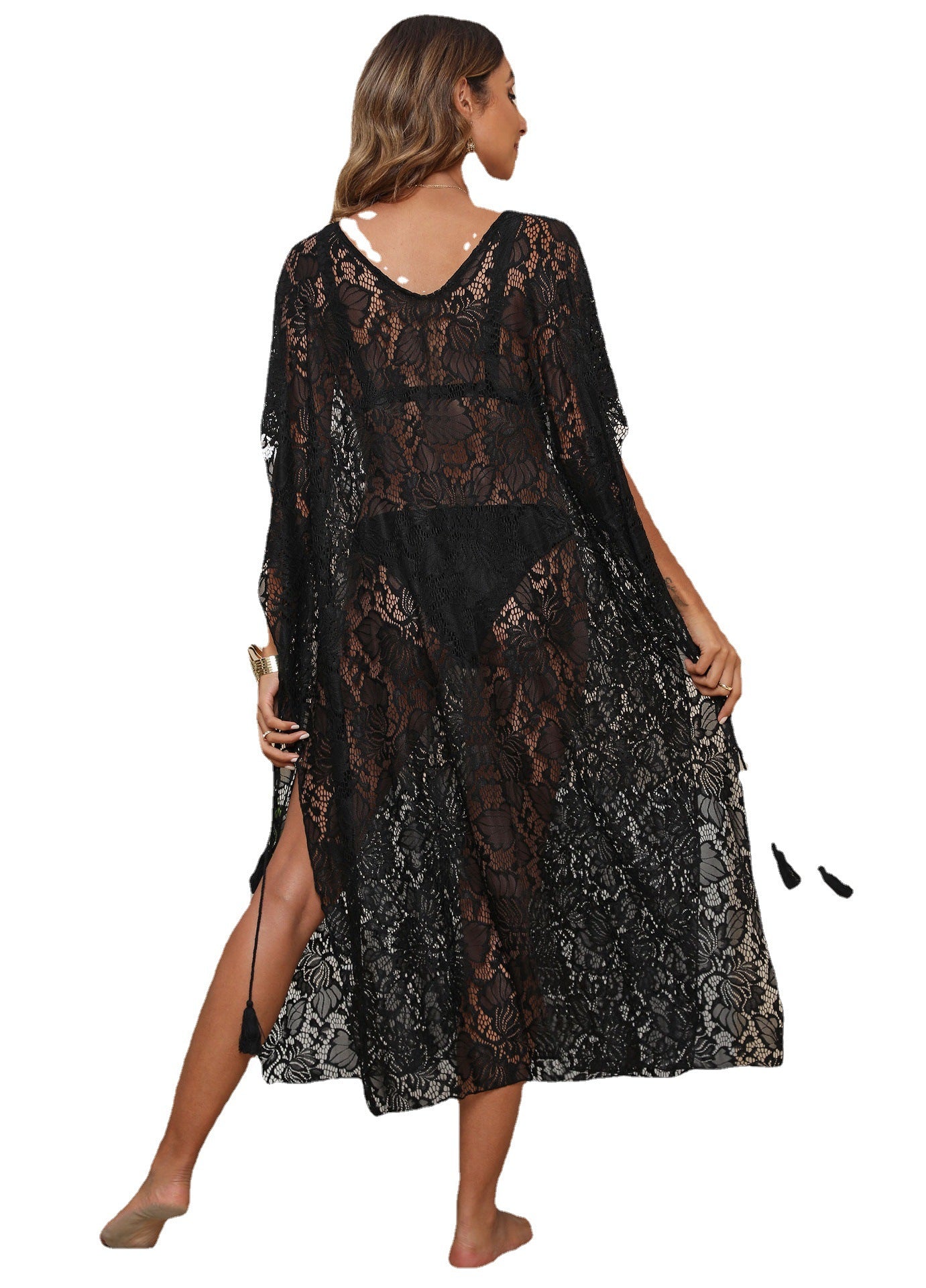 Dames Transparent Floral Dentelle Plage Survêtement Robe Chic und Stil
