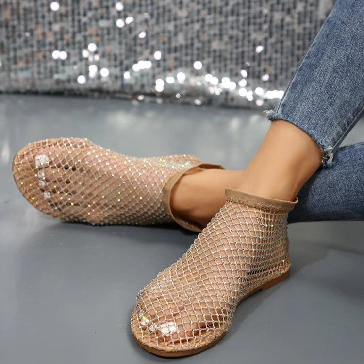 Sandales en mesh pour dames avec des pierres scintillantes Chic und Stil