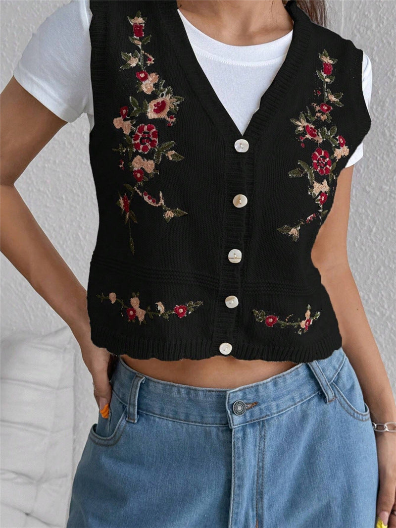 Dames Gilet brodé avec boutons Chic und Stil
