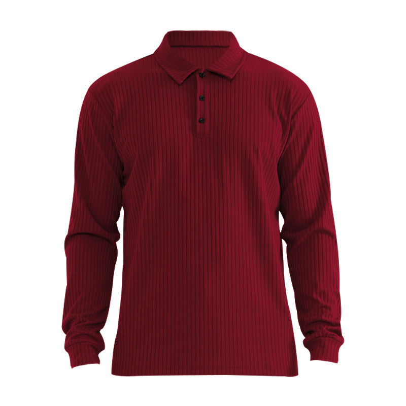 Chemise polo à manches longues pour hommes avec aspect ribbé structuré Chic und Stil