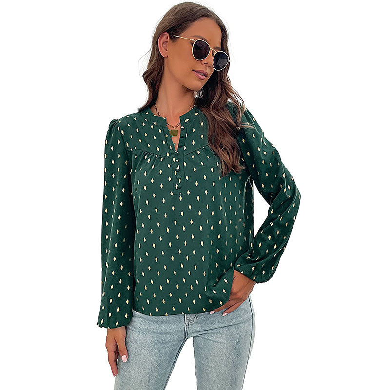 Chemise femme avec imprimé fin et détails de boutons Chic und Stil
