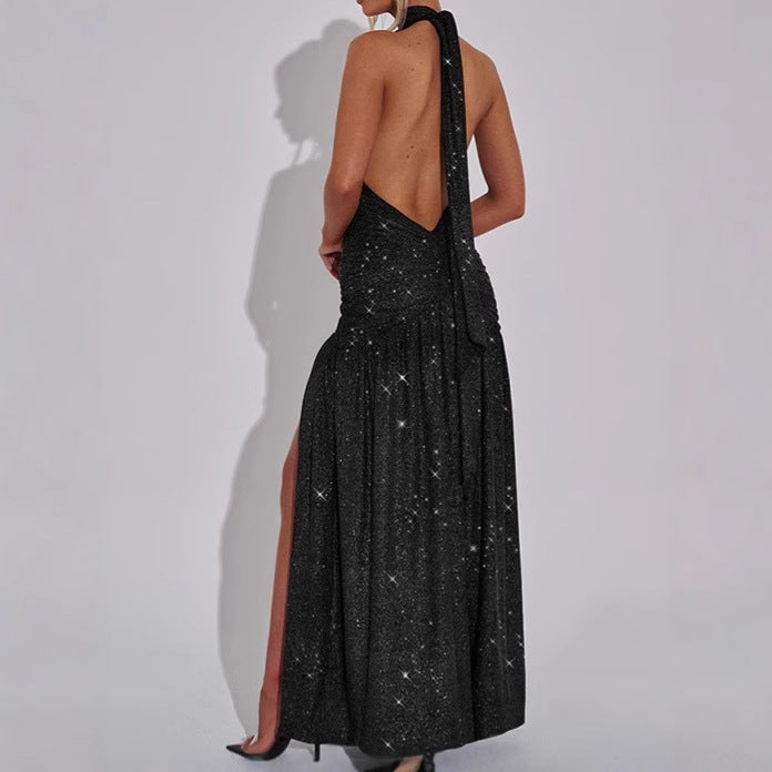 Robes de soirée glamour pour femme avec décolleté en V profond et détails en volants Chic und Stil