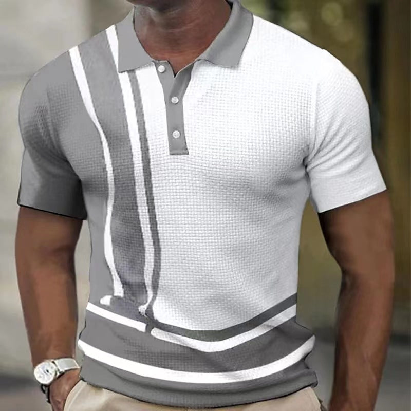 Hommes Polo Performance Texturé à Manches Courtes Chic und Stil
