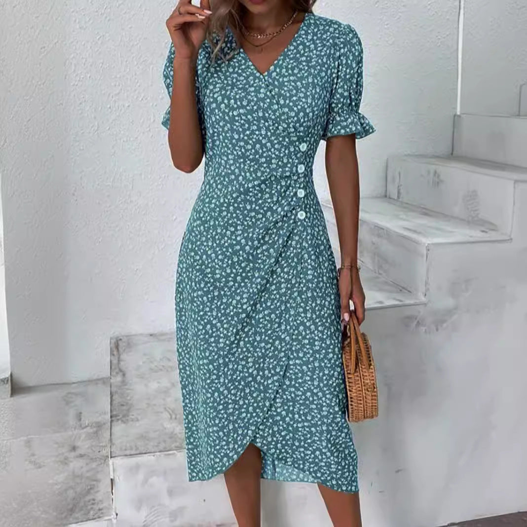 Robe portefeuille florale inspirée vintage pour femmes Chic und Stil