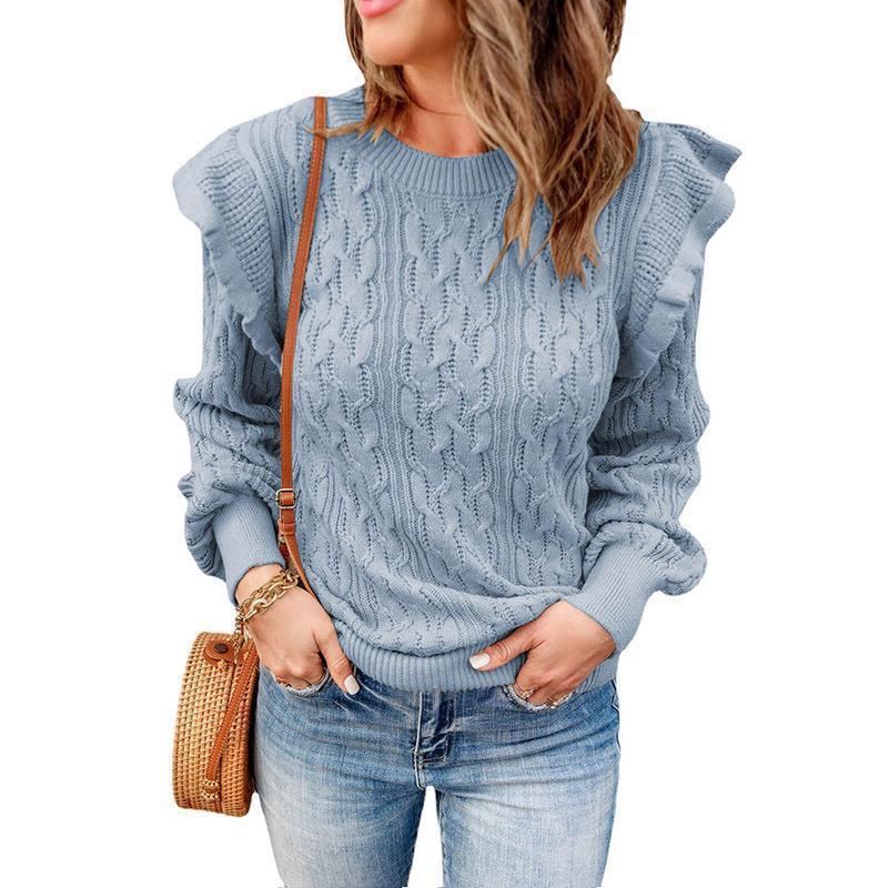 Pull en tricot surdimensionné pour femmes avec volants Chic und Stil