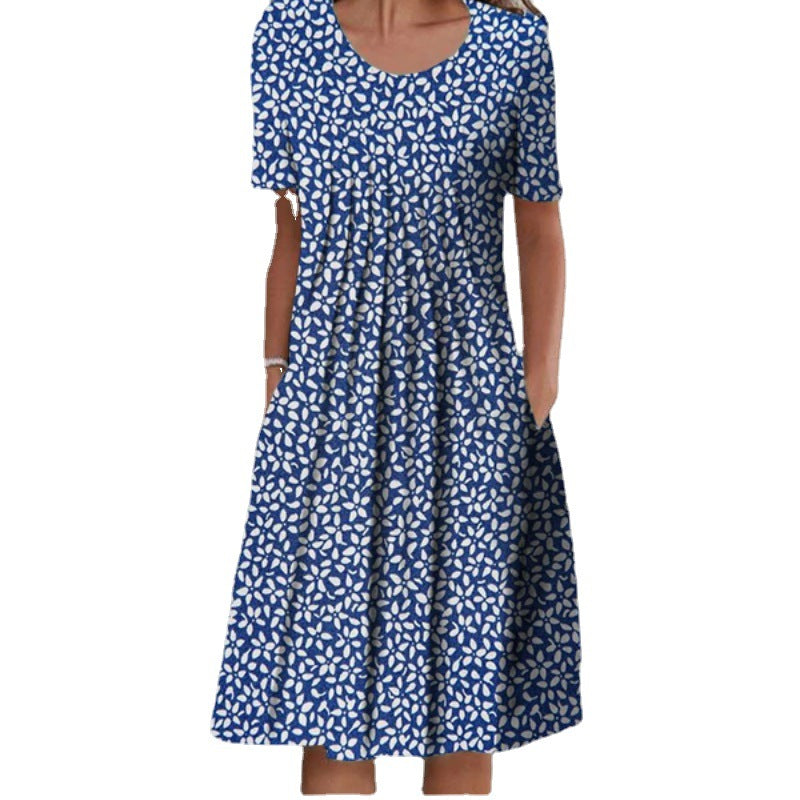 Robe midi femme à fleurs avec design plissé Chic und Stil