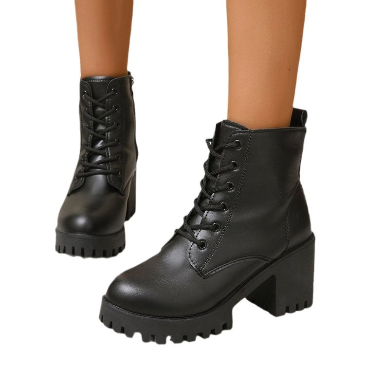 Bottines montantes pour dames avec un robuste talon bloc et lacets Chic und Stil