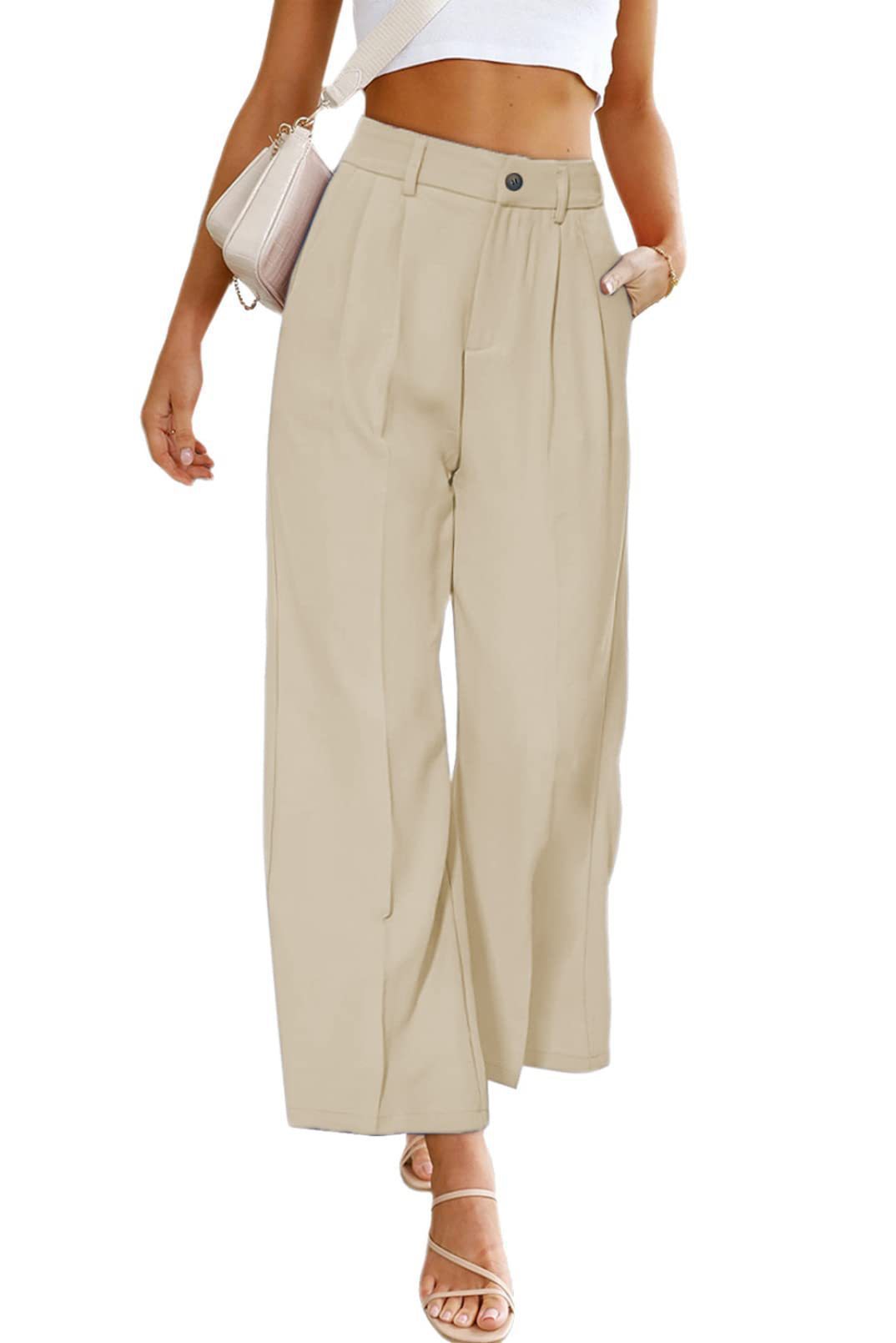 Pantalon taille haute ample pour femme avec plis Chic und Stil
