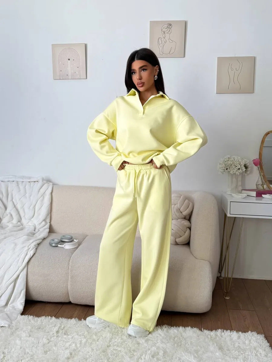 Ladies Sport Sweater with Wide Chic and Stylish Pants