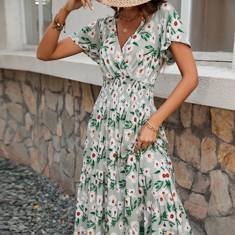 Robe maxi à volants fleuris pour femmes Chic und Stil
