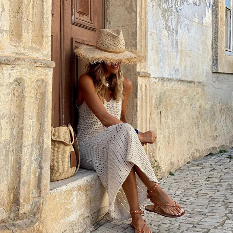 Robes maxi en crochet pour femmes avec des détails lacés aérés et un design élégant Chic und Stil