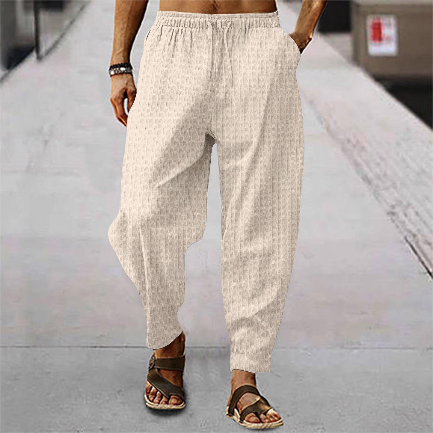 Pantalon à rayures fines décontracté pour hommes Chic und Stil