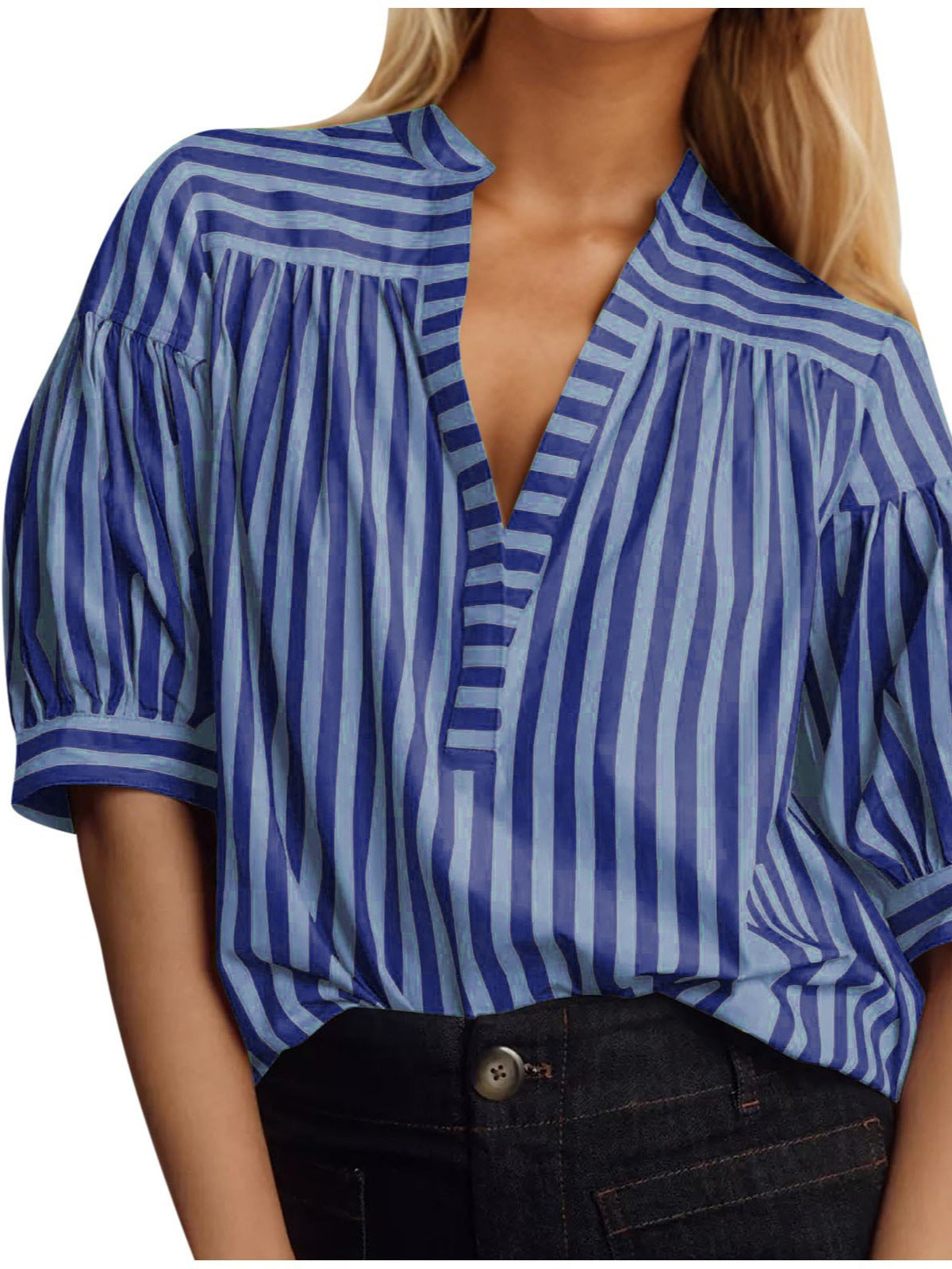 Chemisier pour femmes avec manches bouffantes et motif rayé Chic und Stil
