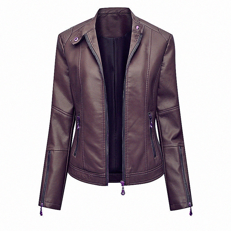 Asymmetrical zipper faux leather jacket for women Chic und Stil