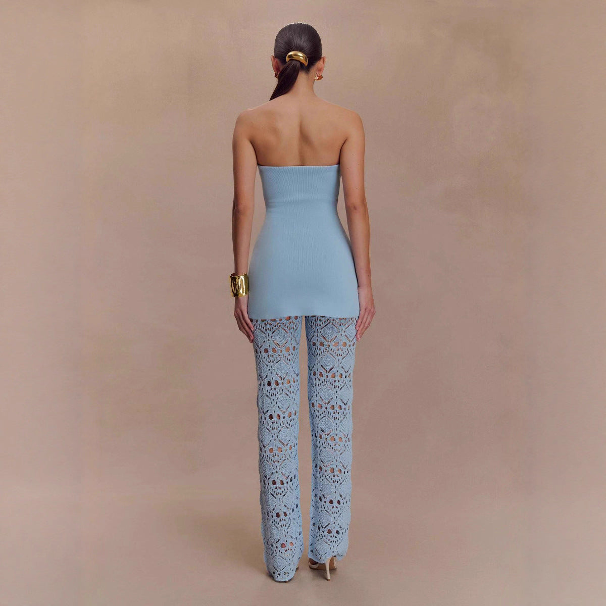 Dames élégant haut avec un pantalon en crochet léger Chic und Stil