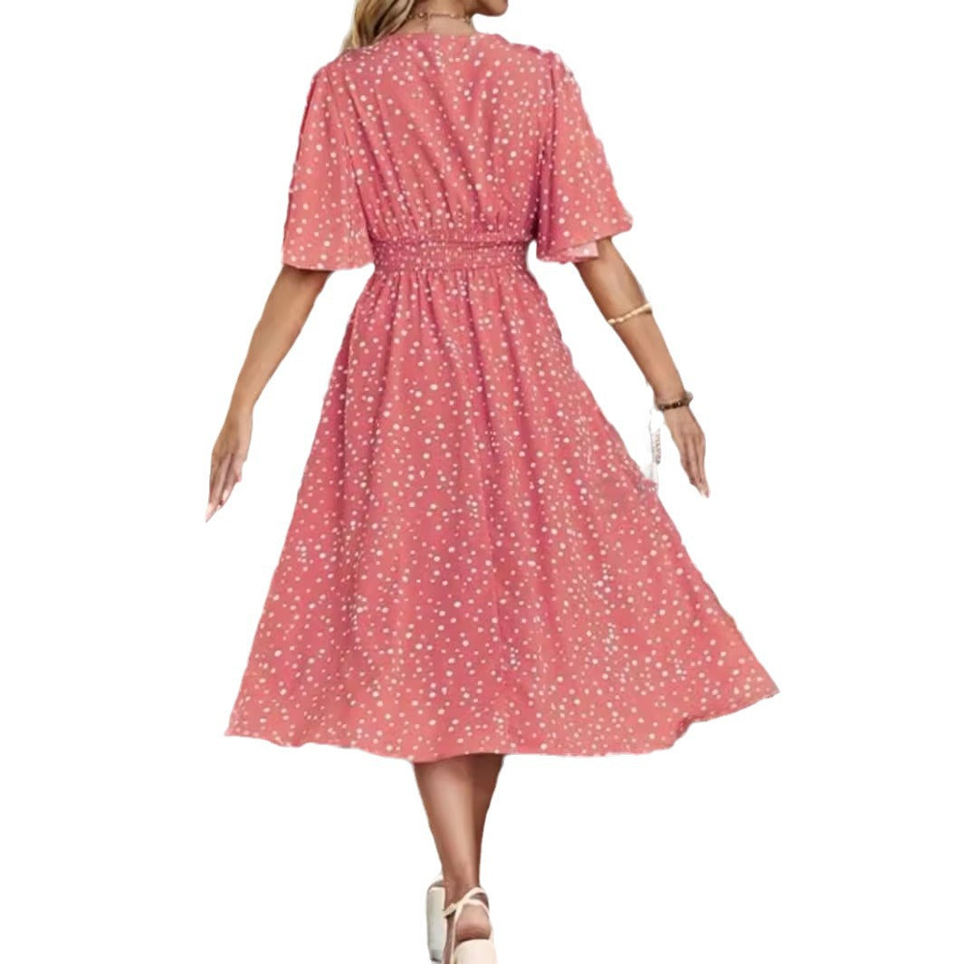 Robe midi enroulée élégante pour femmes Chic und Stil