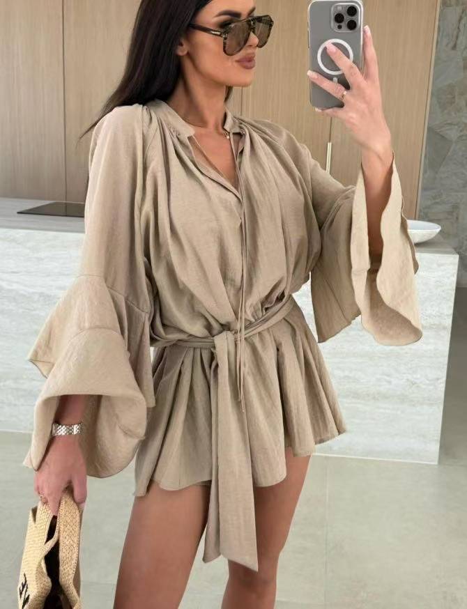 Robe caftan décontractée pour femmes avec des manches volumineuses et une ceinture de taille Chic und Stil