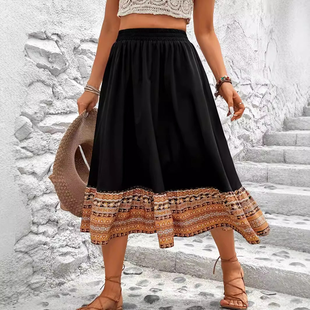 Jupe maxi femme avec design ethnique coloré et taille élastique Chic und Stil
