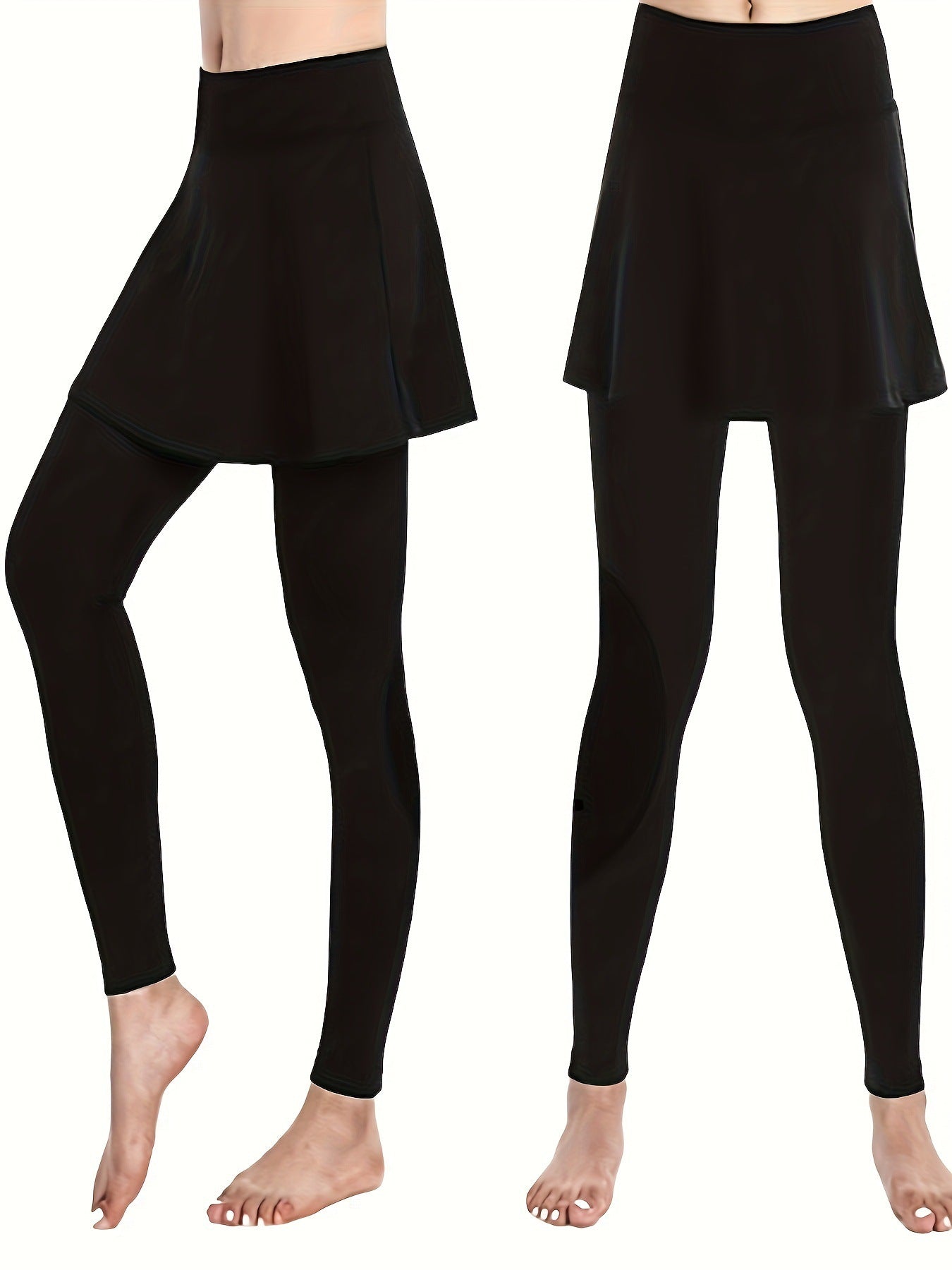 Leggings pour femmes avec une doublure semblable à une jupe et taille haute Chic und Stil