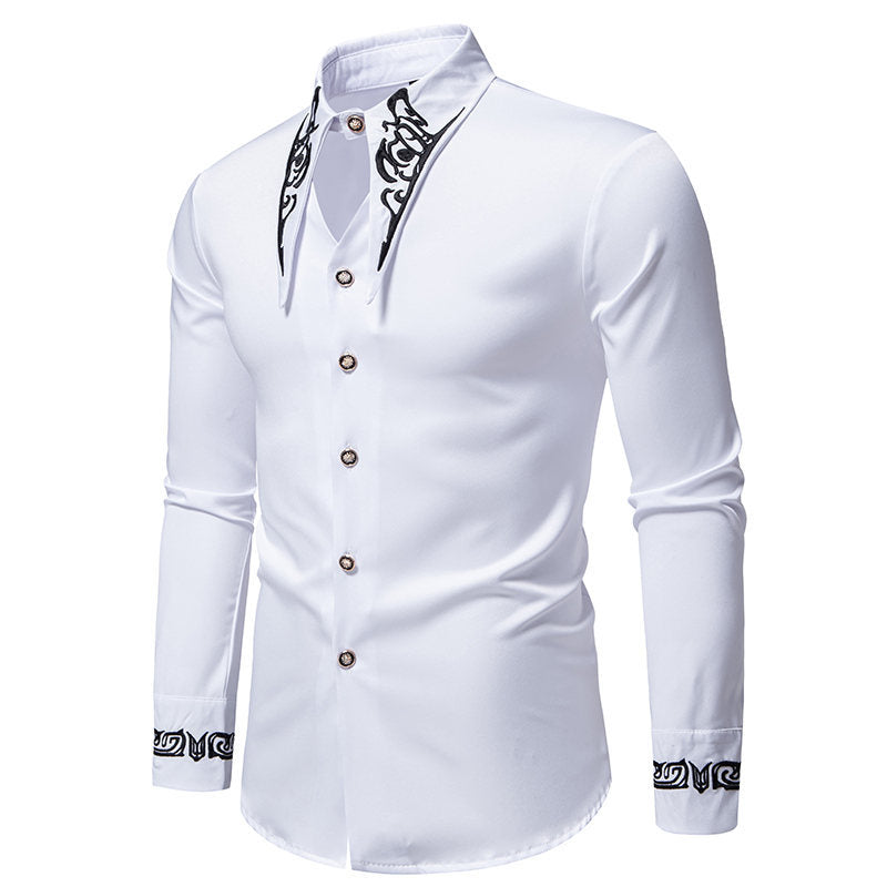 Chemise à manches longues élégante pour hommes avec un motif de col accrocheur Chic und Stil
