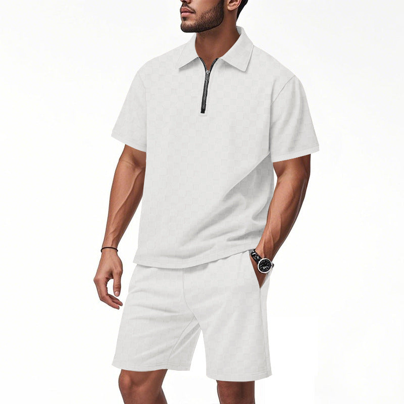 Hommes Ensemble de sport à manches courtes avec design structuré de haute qualité Chic und Stil