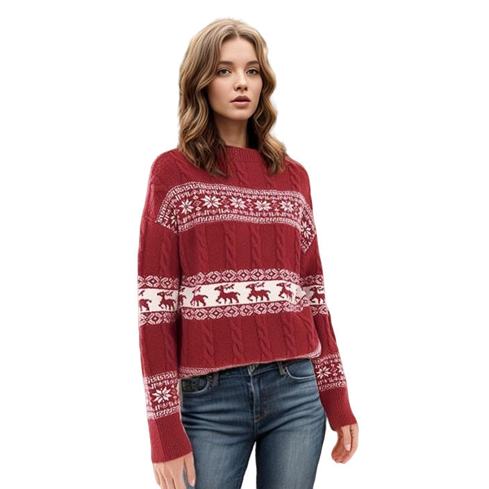 Dames gros tricot pull avec design de renne festif Chic und Stil