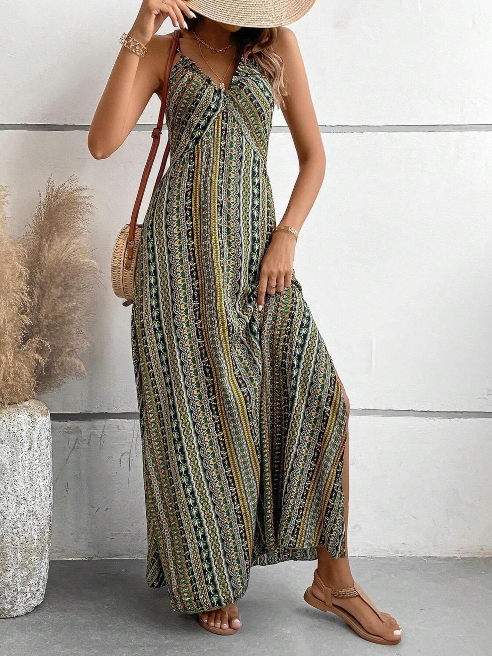 Robe maxi bohémienne à bretelles pour femmes Chic und Stil
