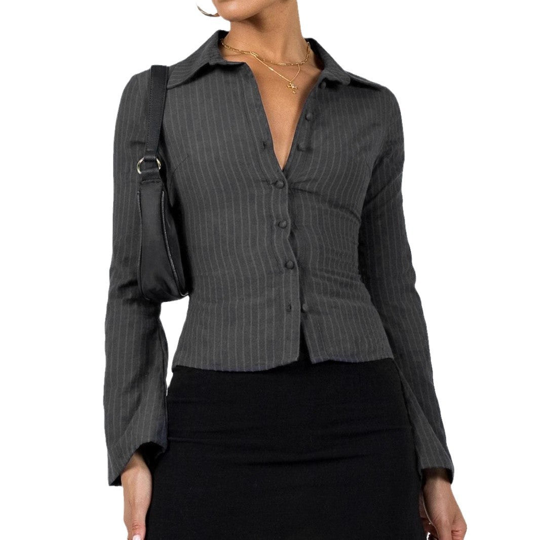 Chemisier rayé cintré pour dames avec col classique Chic und Stil