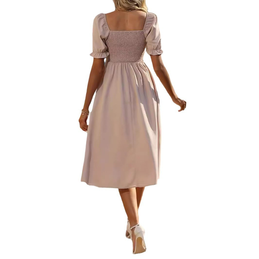 Robe midi à boutons sur le devant avec manches bouffantes Chic und Stil