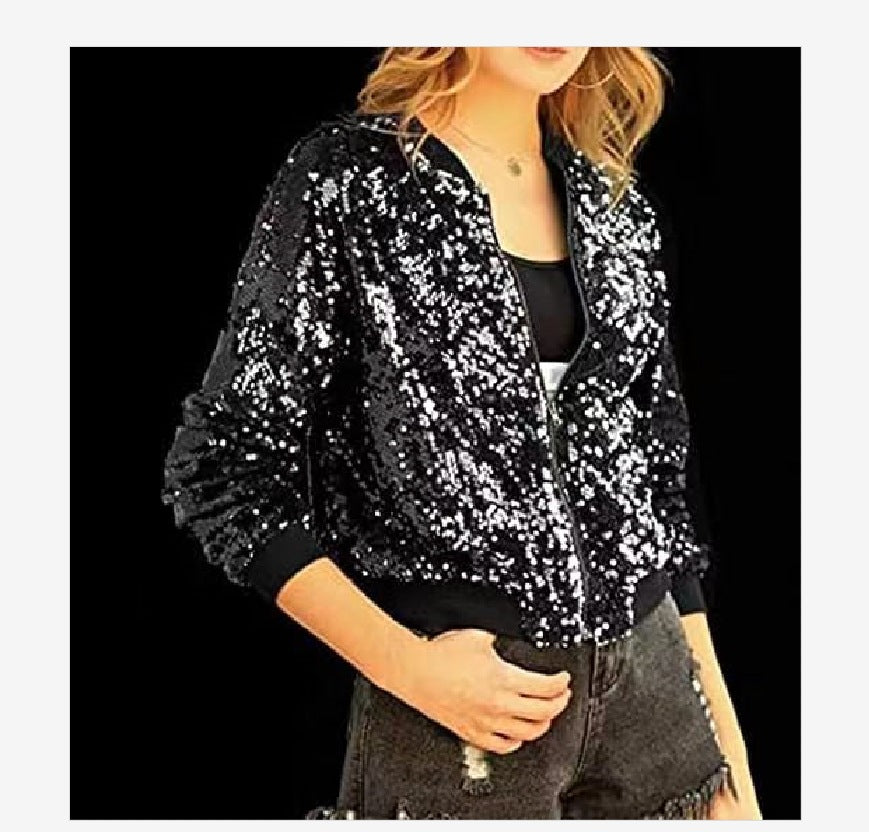 Dames Bling Bomber Jacket Chic und Stil