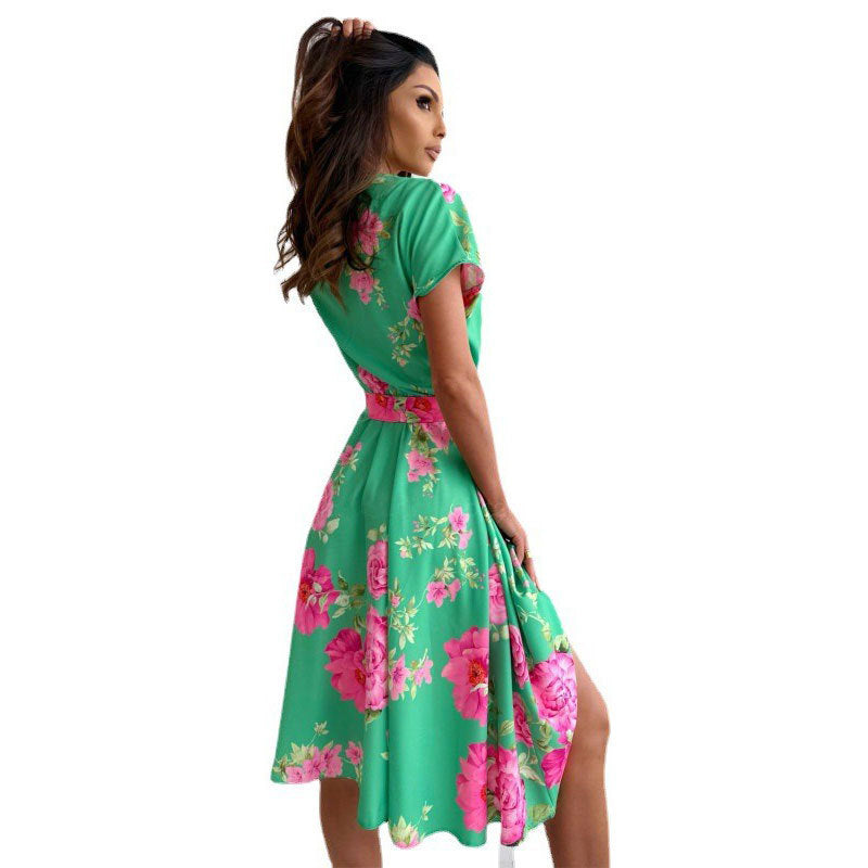 Robe portefeuille à imprimé floral pour femmes avec fente latérale Chic und Stil