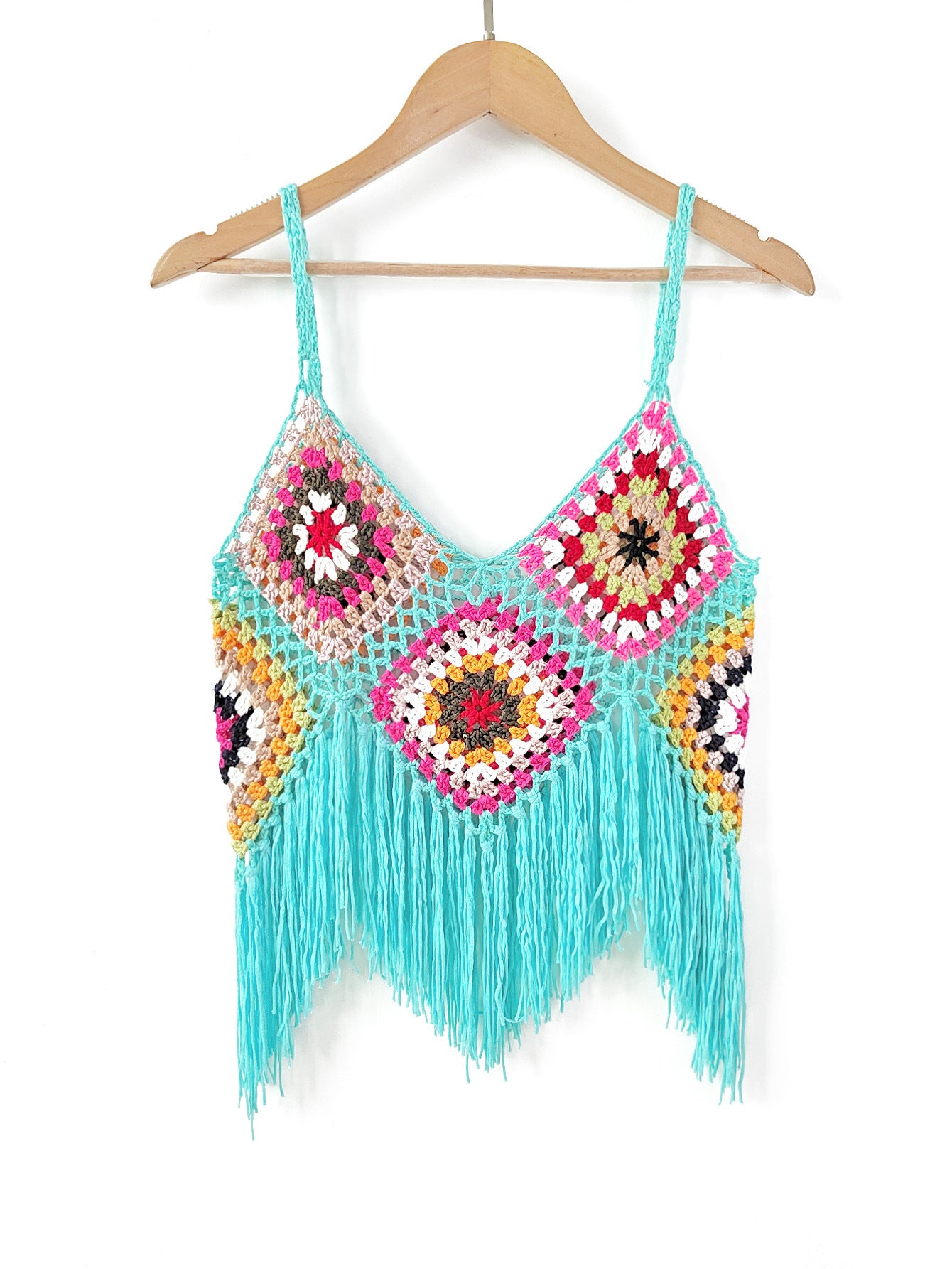 Top crop à franges au crochet pour femmes Chic und Stil