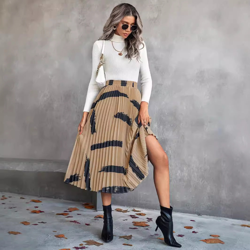 Jupe plissée pour femmes avec motif tendance et ceinture élastique Chic und Stil