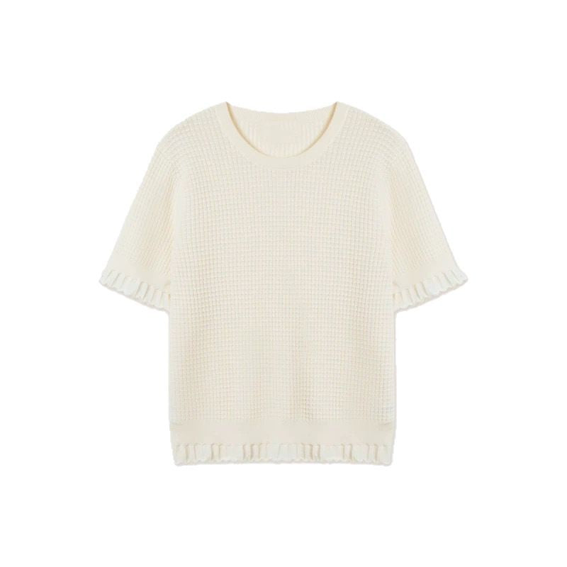 Haut à manches courtes en tricot texturé Chic und Stil pour femmes