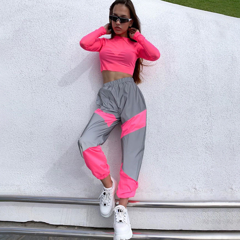 Pantalon cargo pour femmes avec inserts réfléchissants et taille élastique Chic und Stil