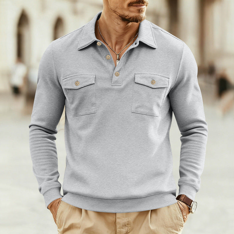 Chemise à manches longues pour hommes avec poches poitrine pratiques et décolleté Henley moderne Chic und Stil