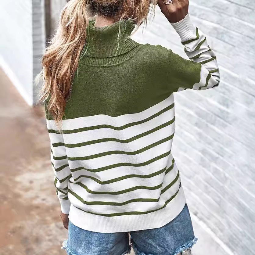 Pull col roulé confortable pour dames avec motif rayé Chic und Stil