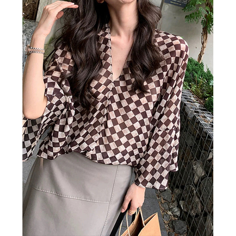 Blouse Femme à Motif Géométrique Col V Chic und Stil