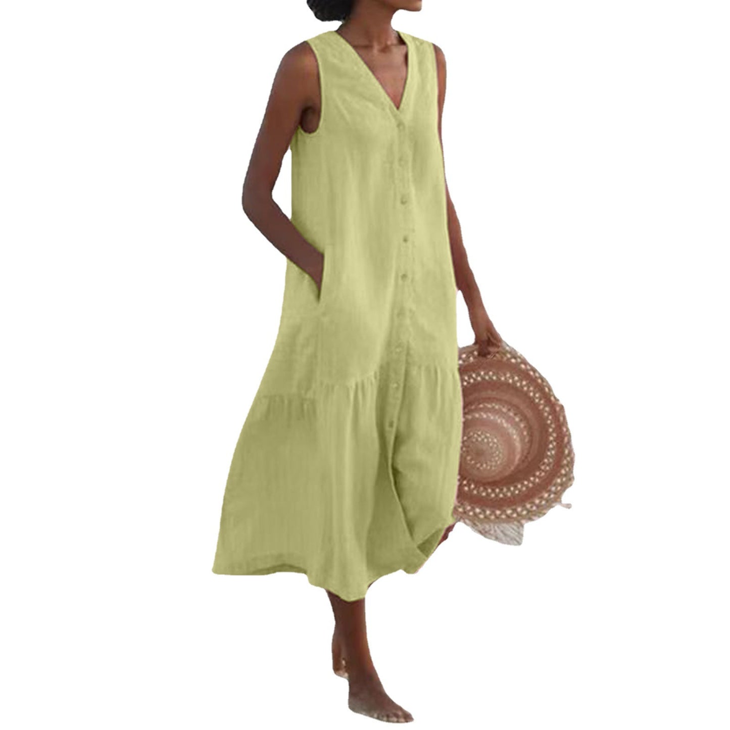 Women's airy maxi dress with button placket and practical pockets Chic und Stil