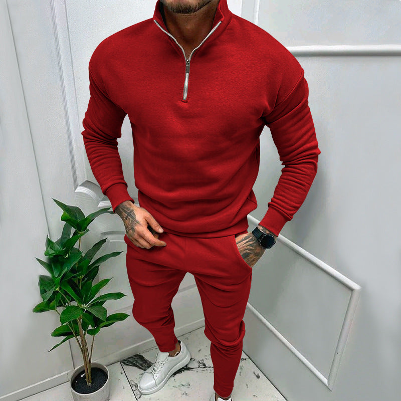 Pull-over en fleece sportif pour hommes avec fermeture éclair courte et coupe à la mode Chic und Stil