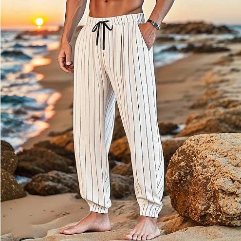 Pantalons de plage décontractés pour hommes avec taille élastique et poches latérales Chic und Stil
