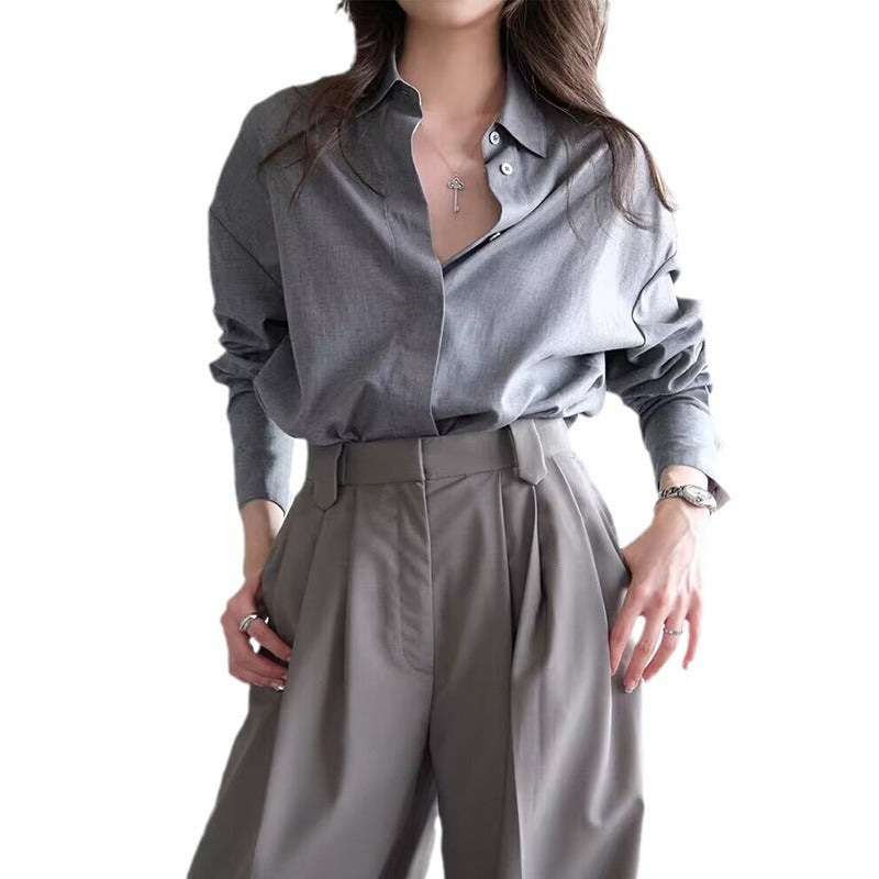 Chemise classique surdimensionnée à boutons pour femmes Chic und Stil