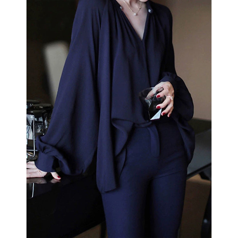 Blouse en chiffon élégante pour femme avec manches bouffantes Chic und Stil
