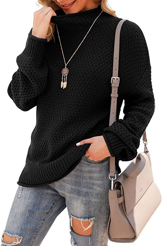 Pull femme avec col haut et motif en tricot structuré Chic und Stil