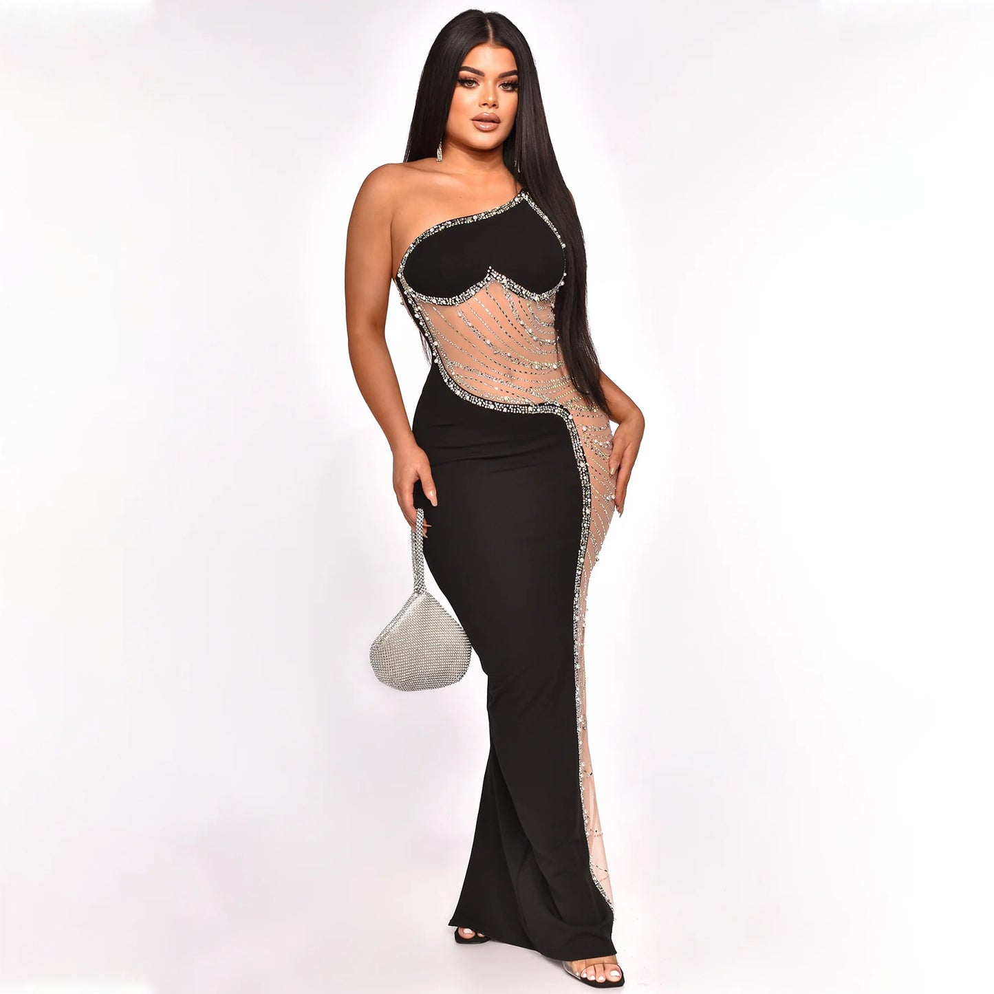 Robe de soirée à une épaule scintillante Chic und Stil