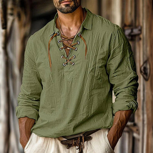 Chemise décontractée à manches longues pour hommes avec un élégant laçage Chic und Stil