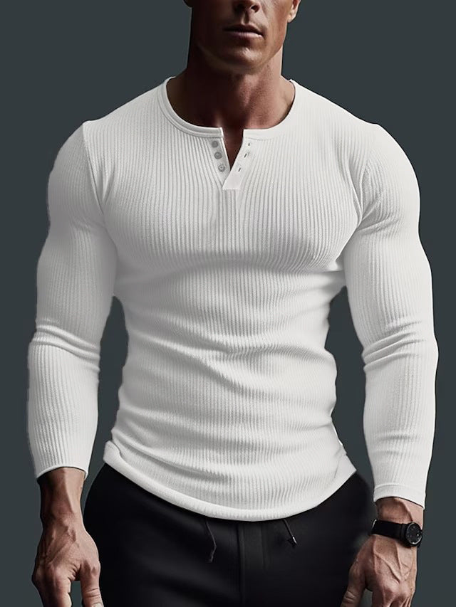 Chemise à boutons à manches longues pour hommes au design en rib moderne Chic und Stil
