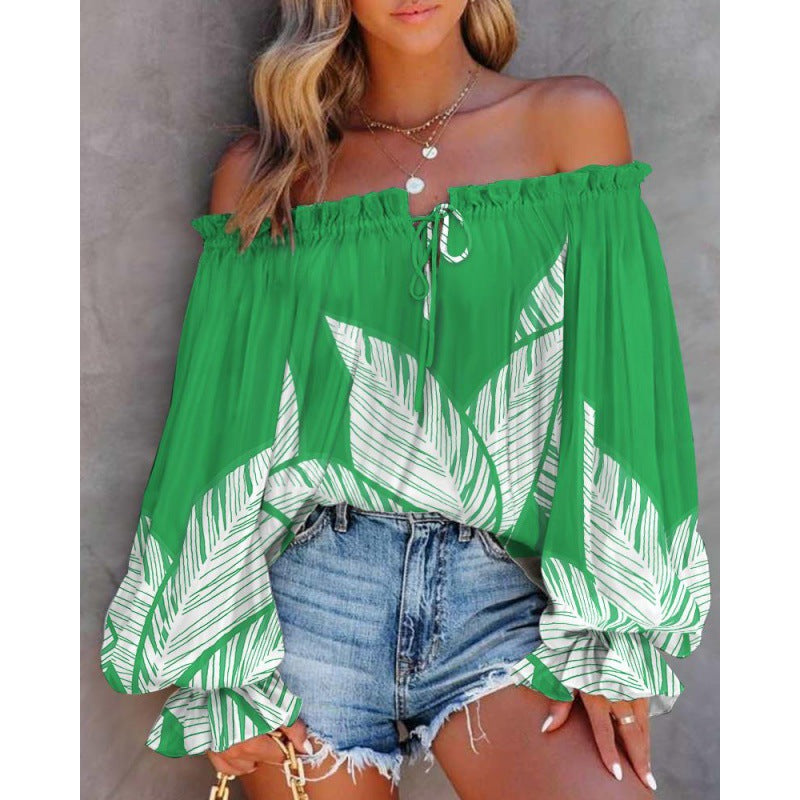 Blouse bohème off-shoulder pour femmes avec des manches fluides Chic und Stil